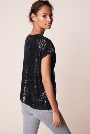 Buy Sequin T-Shirt from Next Denmark