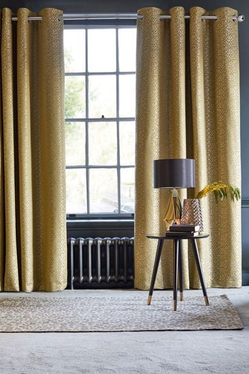 Ochre Gold Geo Texture Made To Measure Curtains