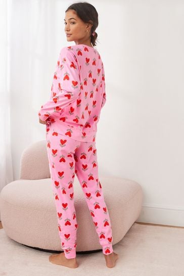 Pink long shop sleeve pyjamas
