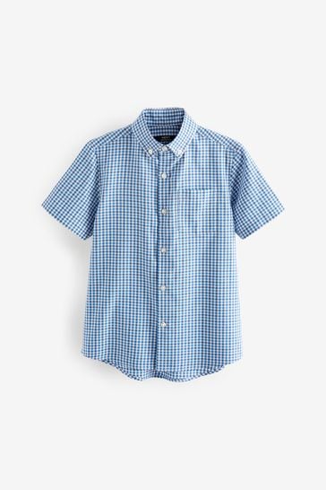 Blue Short Sleeve Oxford Check Shirt (3-16yrs)