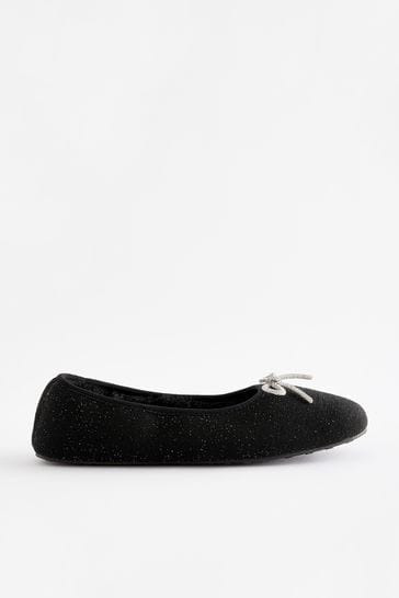 Black sparkly ballet flats sales