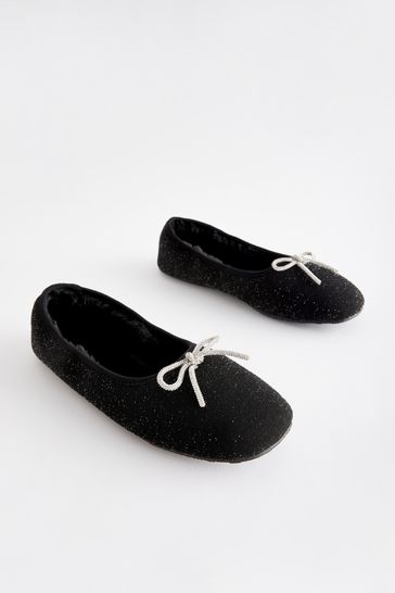 Black sparkly ballet pumps online
