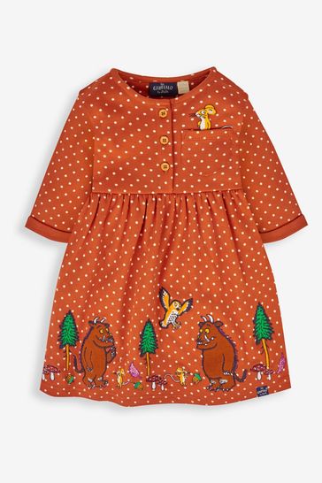 JoJo Maman B b Orange Kids The Gruffalo Appliqu Button Front Dress