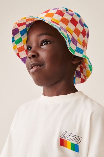 Little Bird by Jools Oliver Multi Rainbow Checkerboard Bucket Hat