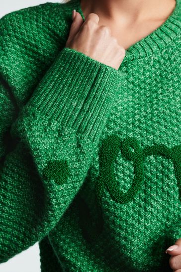 Buy Bright Green Love Slogan Jumper from Next Ireland