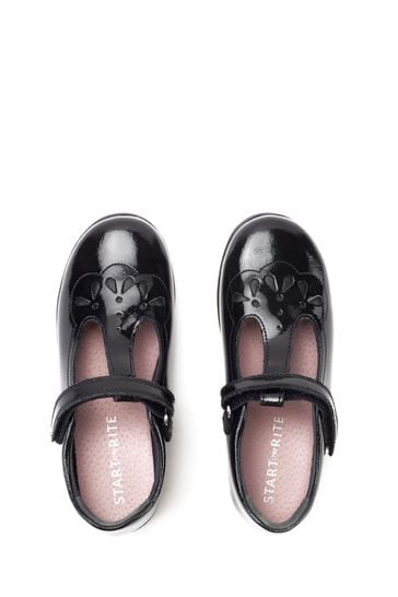Buy Start-Rite Poppy Black Patent Leather T Bar School Shoes from