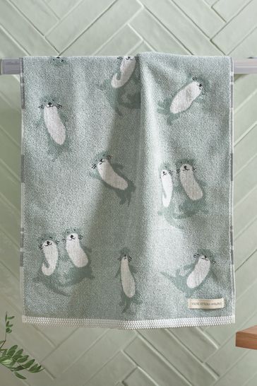 Sage Green Otters Towel 100% Cotton