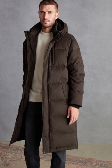 Buy Chocolate Brown Signature Longline Puffed Down Coat from Next Austria