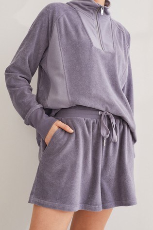 Lilac Purple Cotton Towelling Shorts