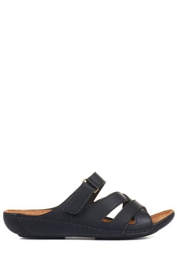 Pavers Black Ladies Touch Fasten Mules