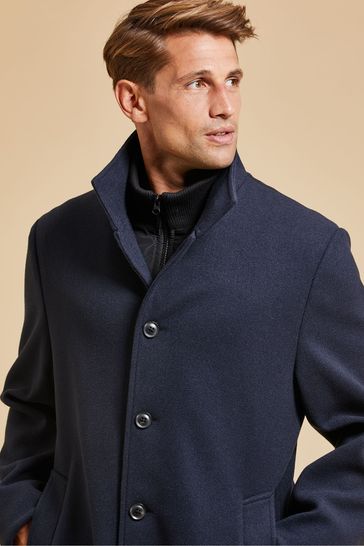 Mens navy funnel neck coat store