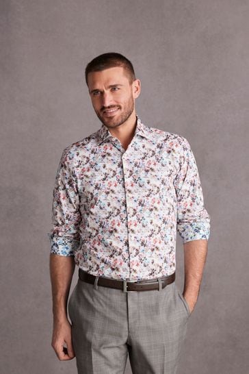 Pink Floral Signature Made With Italian Fabric Printed Shirt