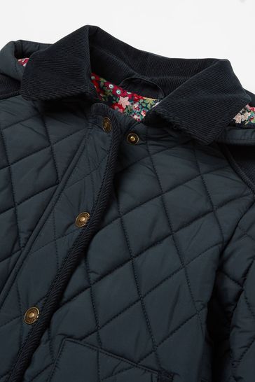 Joules navy newdale hooded quilted jacket shop