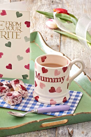 Emma Bridgewater Cream Pink Hearts Mummy Half Pint Mug