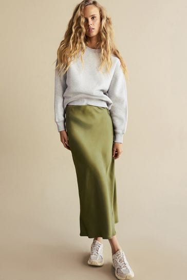 Buy Khaki Green Satin Midi Skirt from Next Bahrain