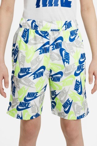 nike all over logo print woven shorts