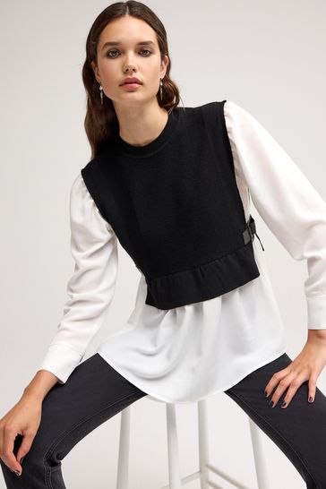 Buy Black Knitted Layer Jumper from Next Denmark