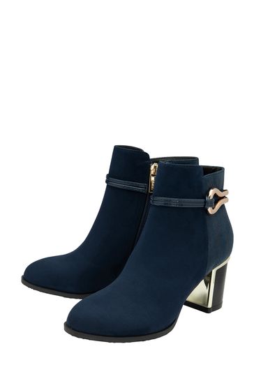 Navy block sales heel ankle boots