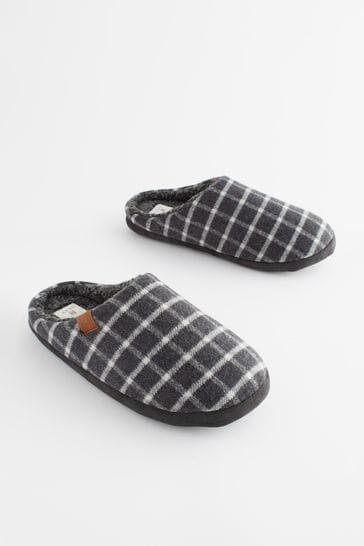 Grey Check Mule Slippers