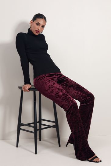 Red velvet flare pants deals