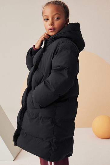 Black padded waterproof coat on sale