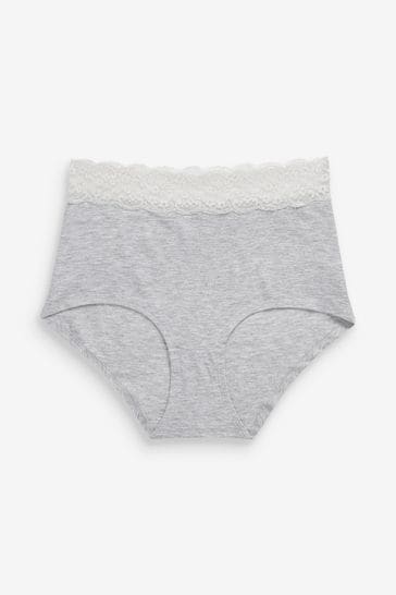 Buy Grey Marl/Pink/Plum Full Brief Cotton and Lace Knickers 4 Pack from  Next Malta