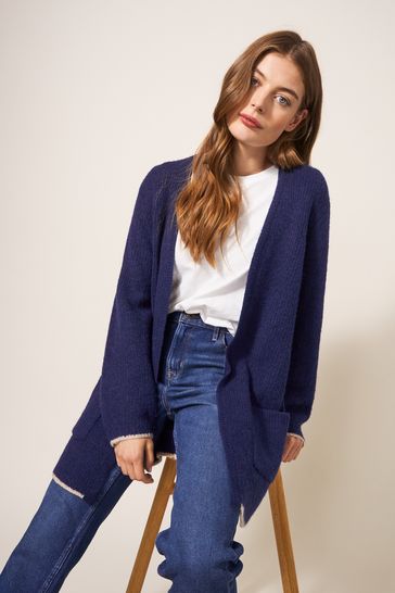 Ladies navy longline cardigan hotsell