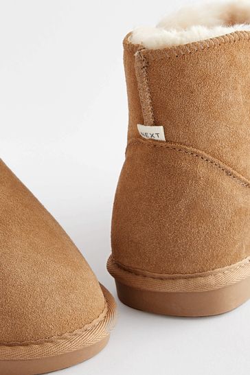 Buy Tan Brown Faux Fur Lined Suede Slipper Boots from Next France