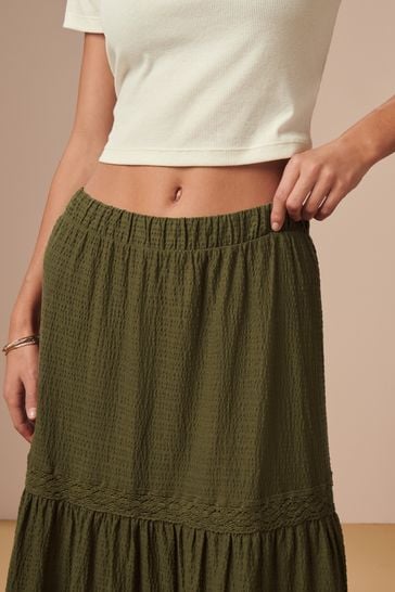 Khaki flowy skirt sale