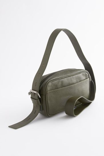 Khaki Green Leather Camera Bag