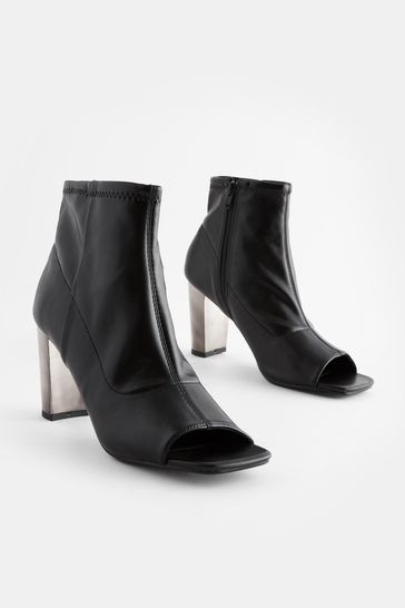 Metallic block heel boots discount