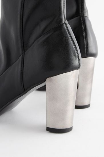 Buy Black Forever Comfort Metallic Block Heel Shoe Boots from