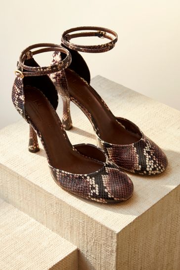 Buy Snake Premium Leather Closed Round Toe Heel Shoes from Next