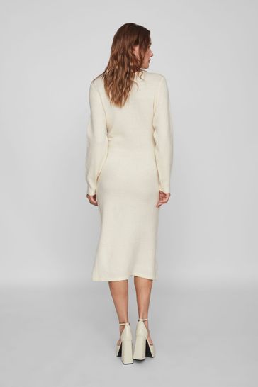 VILA Long Sleeve Knitted Wrap Detail Cosy Jumper Dress
