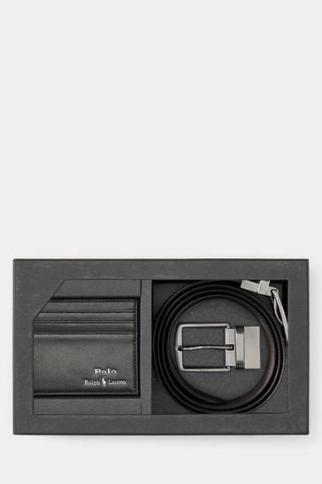 Buy Polo Ralph Lauren Brown Leather Belt And Card Case Gift Set