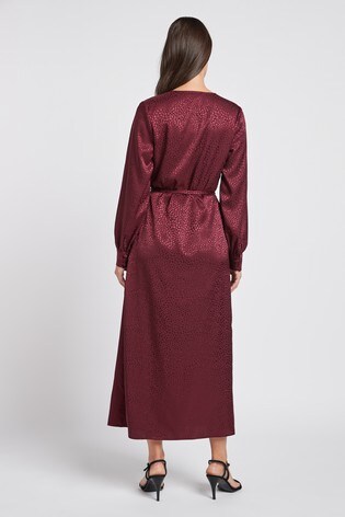 Buy Long Sleeve Jacquard Wrap Dress ...