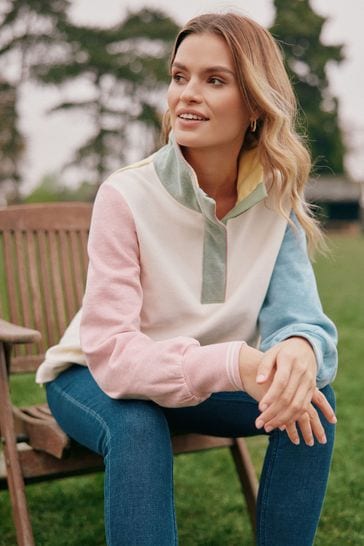 Joules Burnham Multi Funnel Neck Quarter Zip Sweatshirt