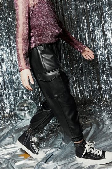 Leather sales cuffed joggers