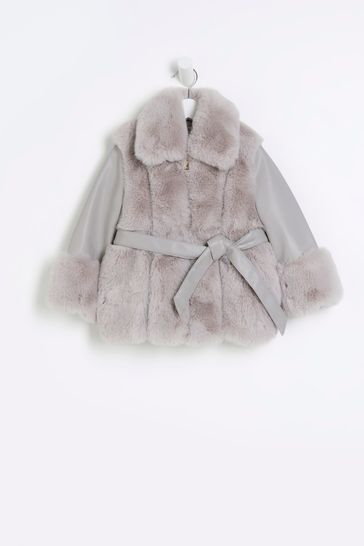 Buy River Island Girls Faux Fur Wrap Coat bei Next Deutschland