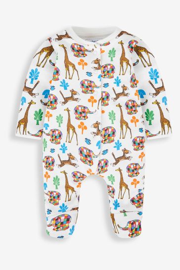 Buy JoJo Maman B b Cream Elmer Print Sleepsuit from Next Poland