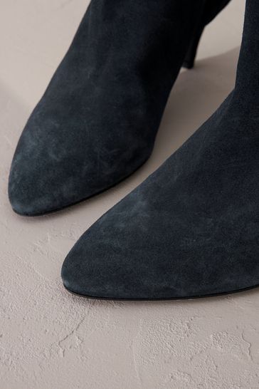 Navy Signature Leather Pull On Boots