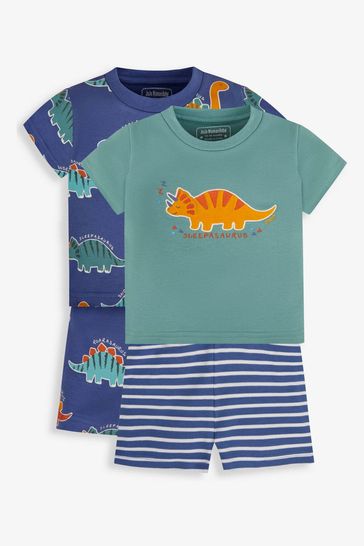 JoJo Maman Bébé Denim Boys' 2-Pack Dinosaur Jersey Pyjamas