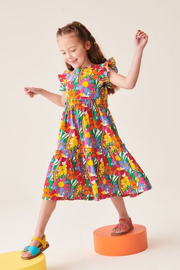 Little Bird by Jools Oliver Multi Colourful Floral Ruffle Tiered Dress