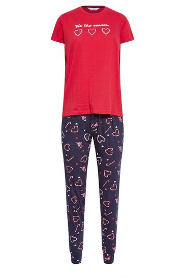 Buy PixieGirl Petite Red Tis The Season Candy Cane Cuffed Pyjamas Set from Next Netherlands