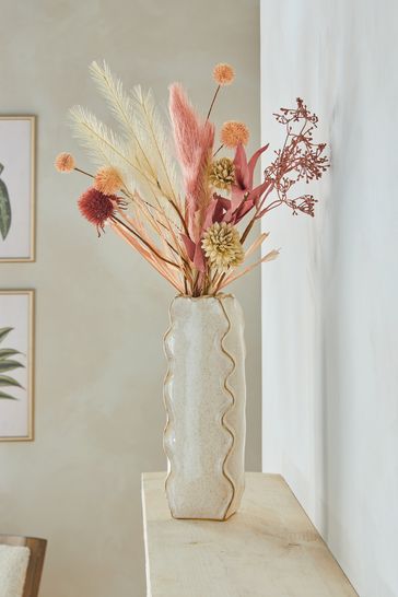 Natural Reactive Glaze Wiggle Ceramic Flower Vase