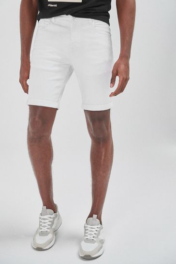 Buy White Skinny Fit Denim Shorts from Next Luxembourg