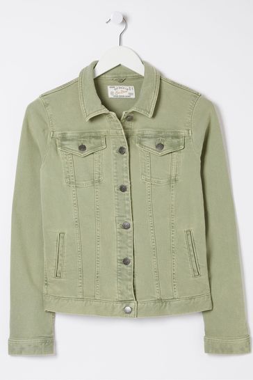Khaki green denim jacket store