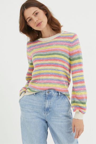 FatFace Yellow Solene Stripe Jumper