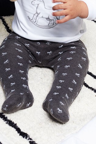 The Little Tailor Grey All Over Print Rocking Horse Jersey Slouch Pants