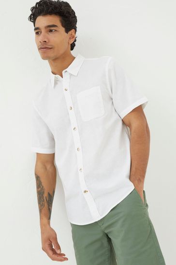 FatFace White Bugle Linen Cotton Shirt